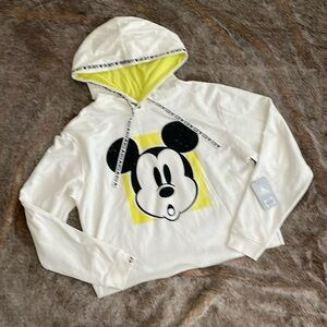 Disney Mickey Mouse Cropped Pullover Hoodie Medium NWT